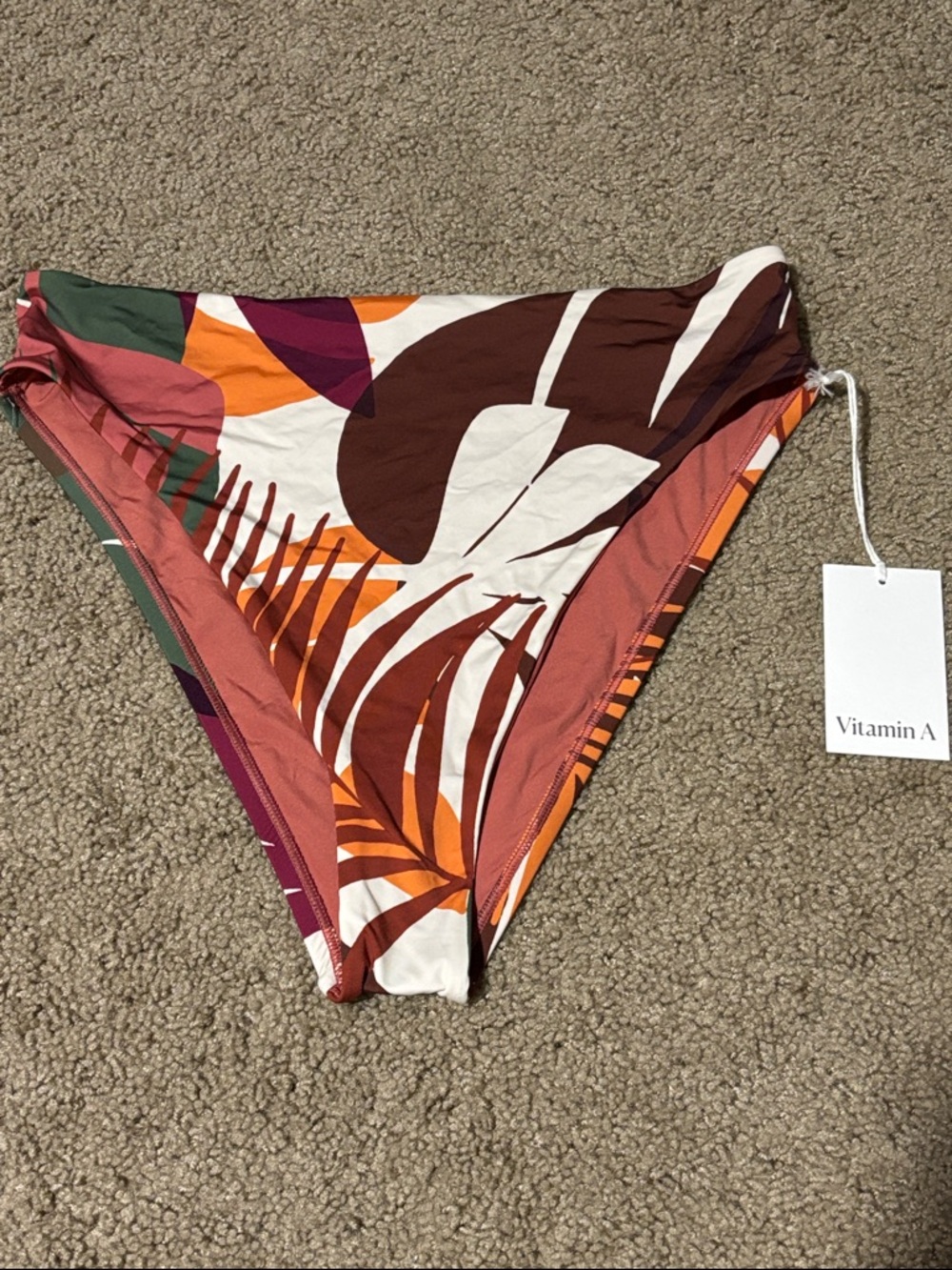 Vitamin A Multi-Color Tropical High-Cut Bikini Bottom, new with tags